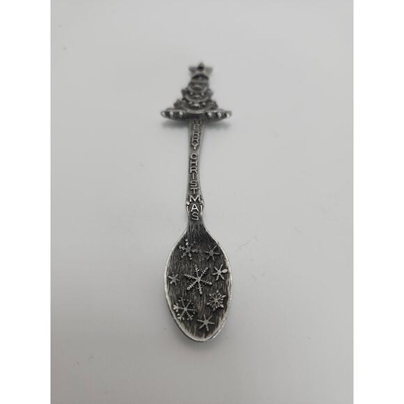 1981 Gish Pewter Merry Christmas Tree Collector Spoon Snowflake Vintage Holidays - Picture 4 of 8